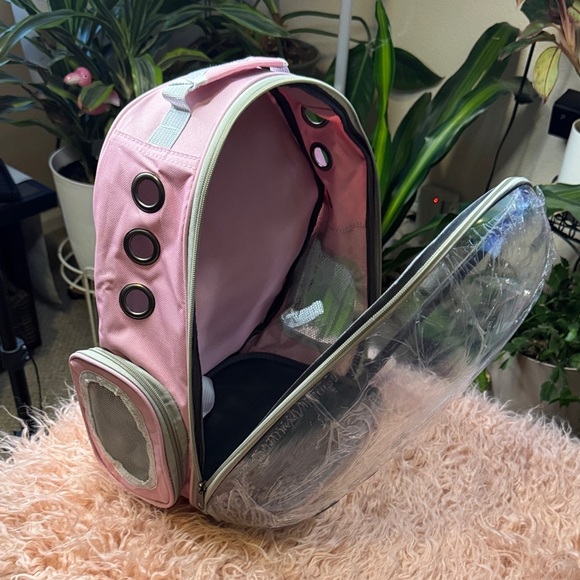 Pink Pet Pack Clear Bubble Carrier Backpack Breathable Space Capsule Small  Cats - Picture 3 of 3